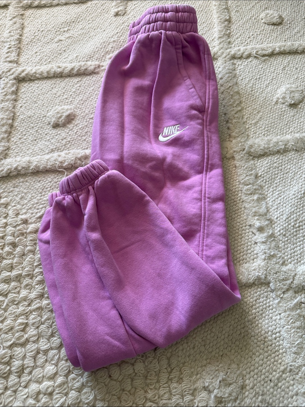 Nike Kids Purple Fleece Joggers with White Swoosh